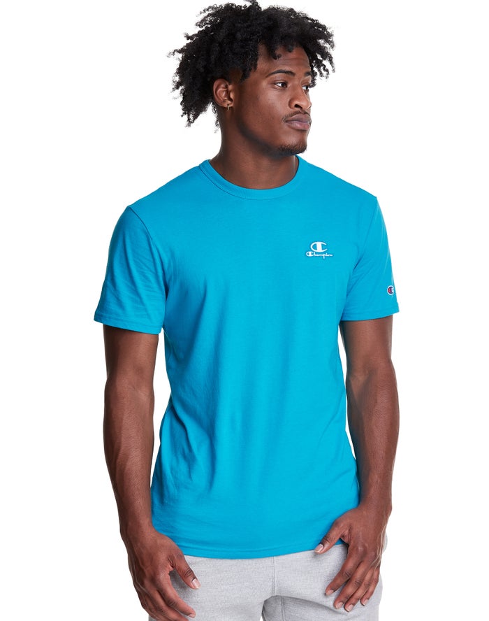 Champion T-Shirt Heren - Blauw - Lightweight C Logo Applique ( 837491-WZA )